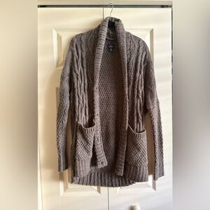 American Eagle Outfitters Gray Shawl Collar Cable Knit Cardigan